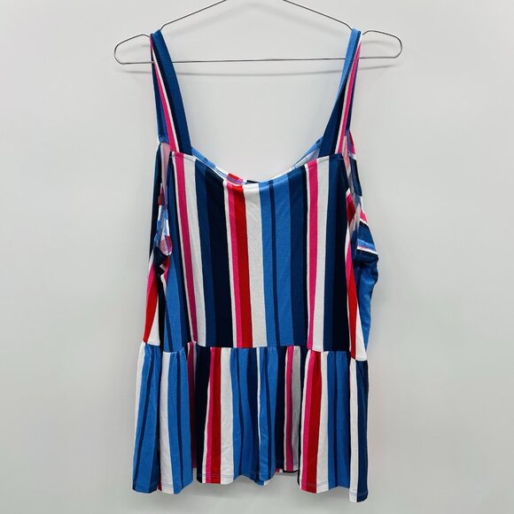 Lane Bryant Womens Plus Size 22/24 Swing Striped Square-Neck Peplum Tank Top 222 - Picture 5 of 10